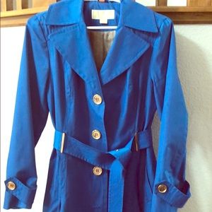 Michael Kors blue trench coat, EUC, size small
